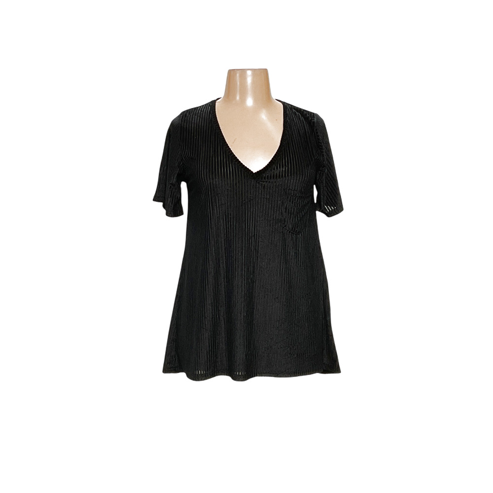 Pol Black Polyester Solid Blouse L - image 1